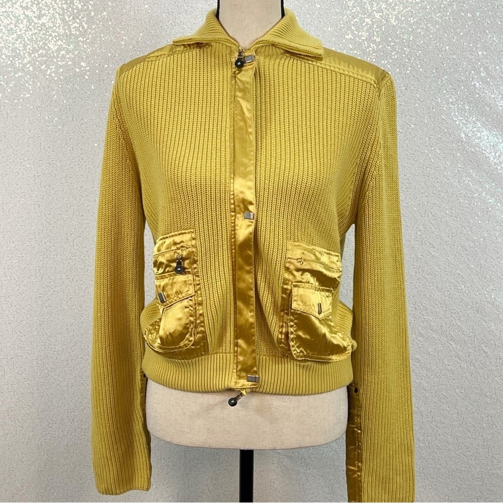 Jamie Sadock women’s yellow knit sweater full zip jacket. Size medium - Picture 2 of 14